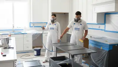 Oakland, CA cabinet painting service for kitchen cabinets with durable Bay Area finish